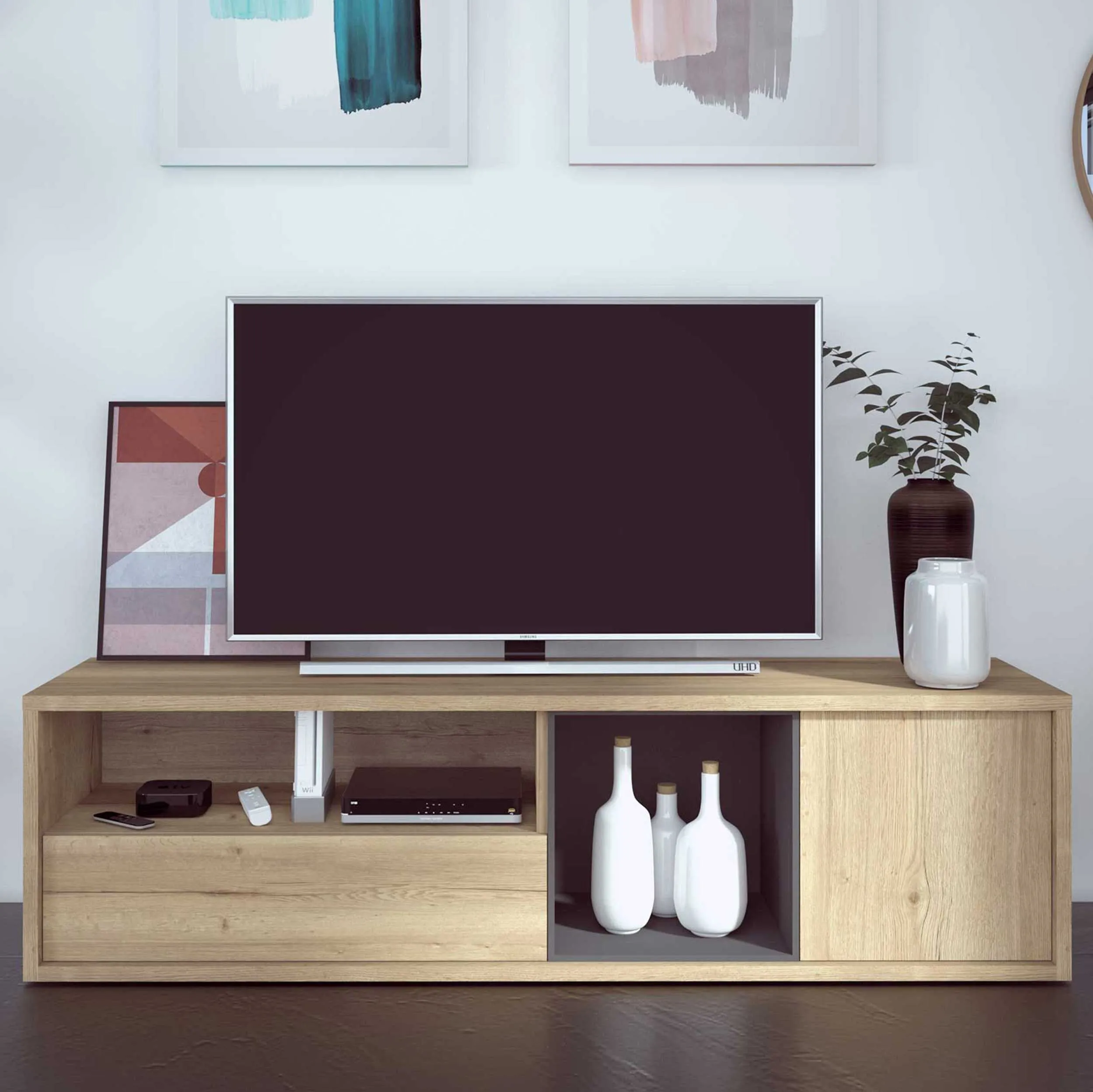 Meuble tv Frame 177cm - chêne clair