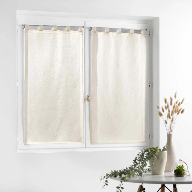 Paire de petits voilages à effet lin tissé