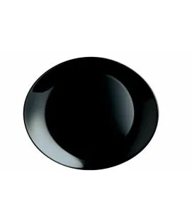 Assiette à steak ovale noir verre trempé 30x26 cm Evolutions Arcoroc
