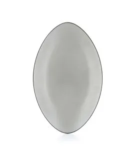 Assiette plate ovale gris porcelaine culinaire 35x22 cm Revol