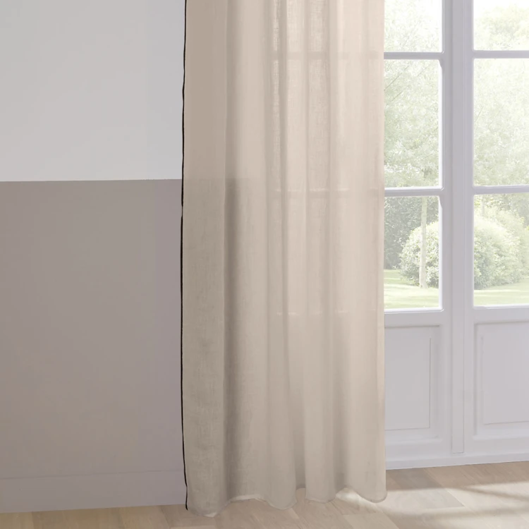 Rideau Voilage 100% lin bourdon noir