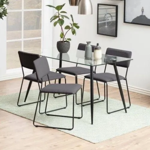 Table à manger Wilhelm 140x80 - verre/noir