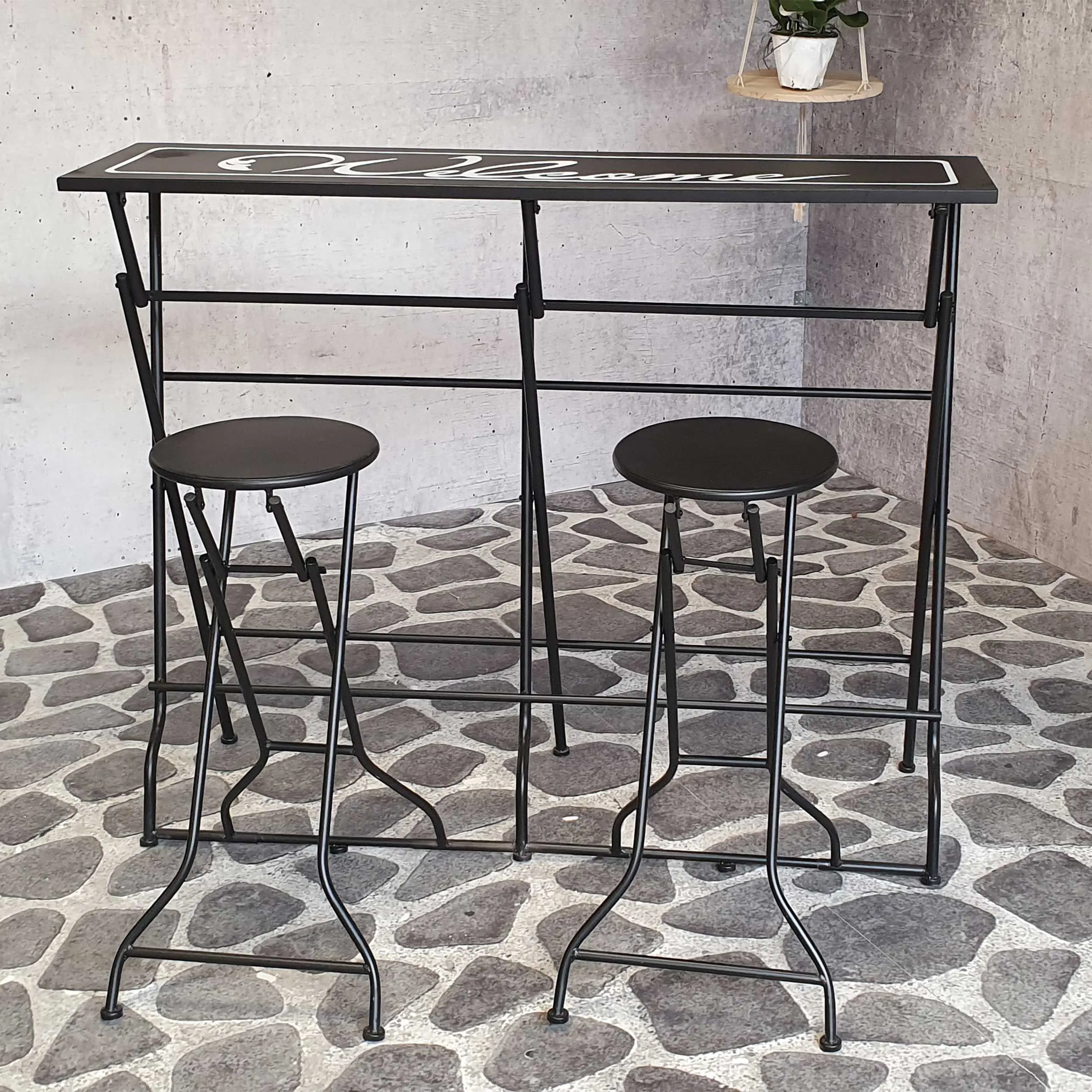 Ensemble de bar de jardin Noor, 3 pièces - noir