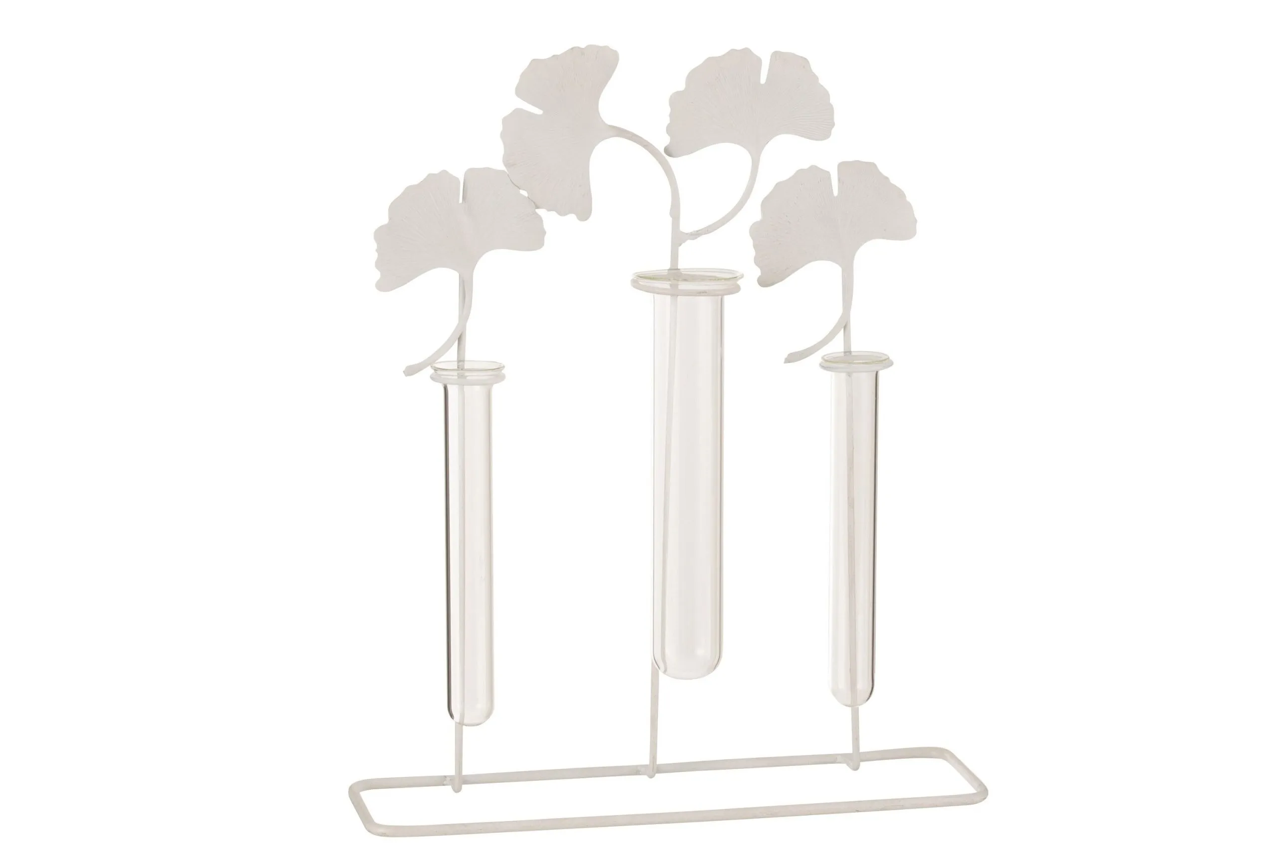 Vase 3 porteurs fleurs metal blanc