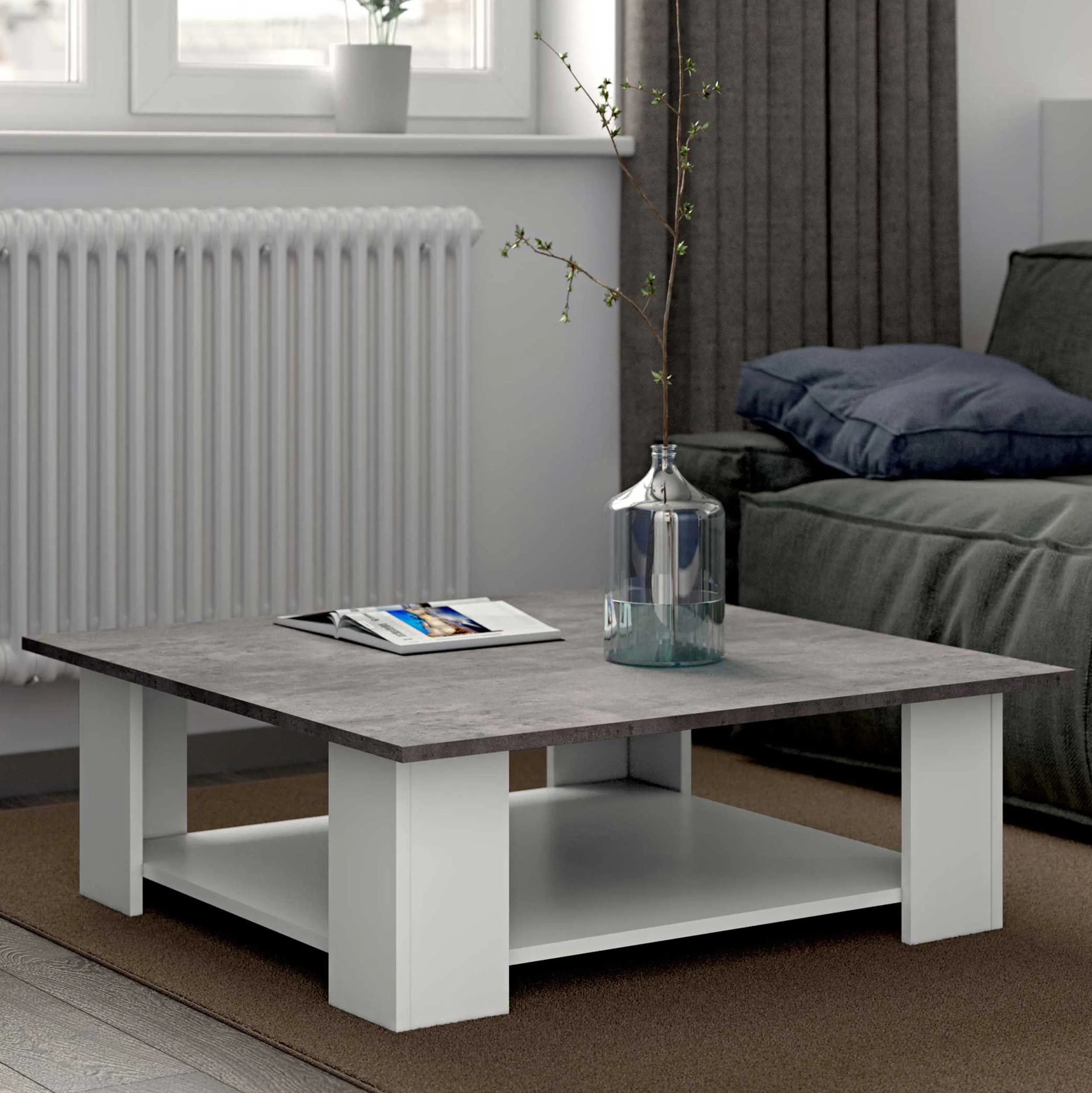 Table basse Square 67x67 - blanc/béton