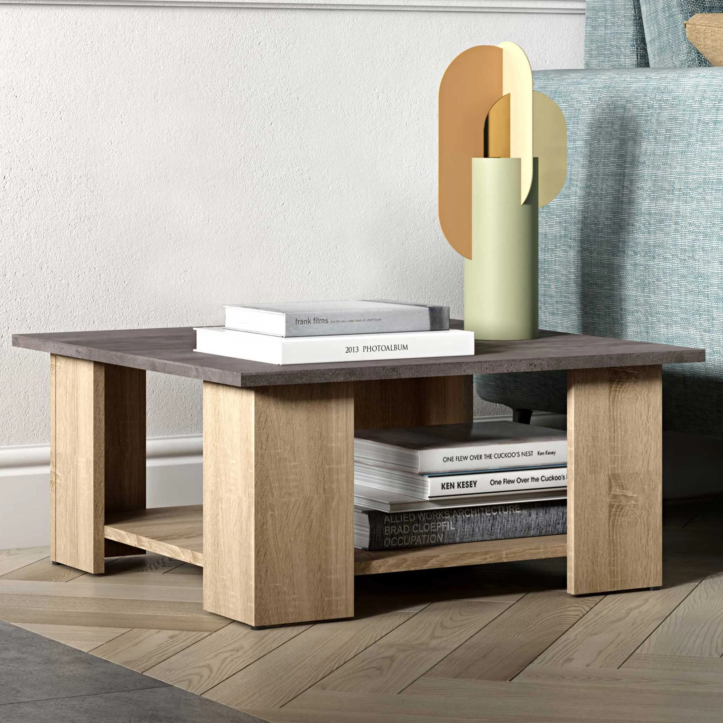 Table basse Square 67x67 - chêne/béton