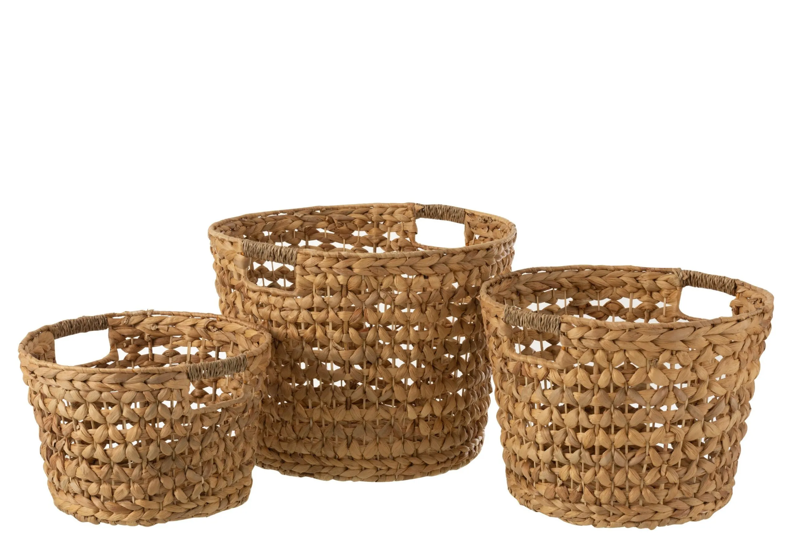 Set de 3 paniers jacinthe d'eau naturel