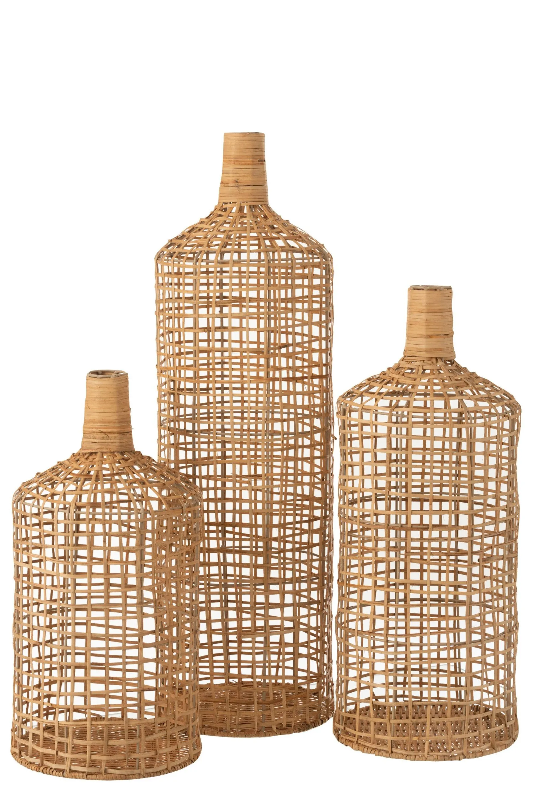 Set de 3 vases decoratifs bambou naturel