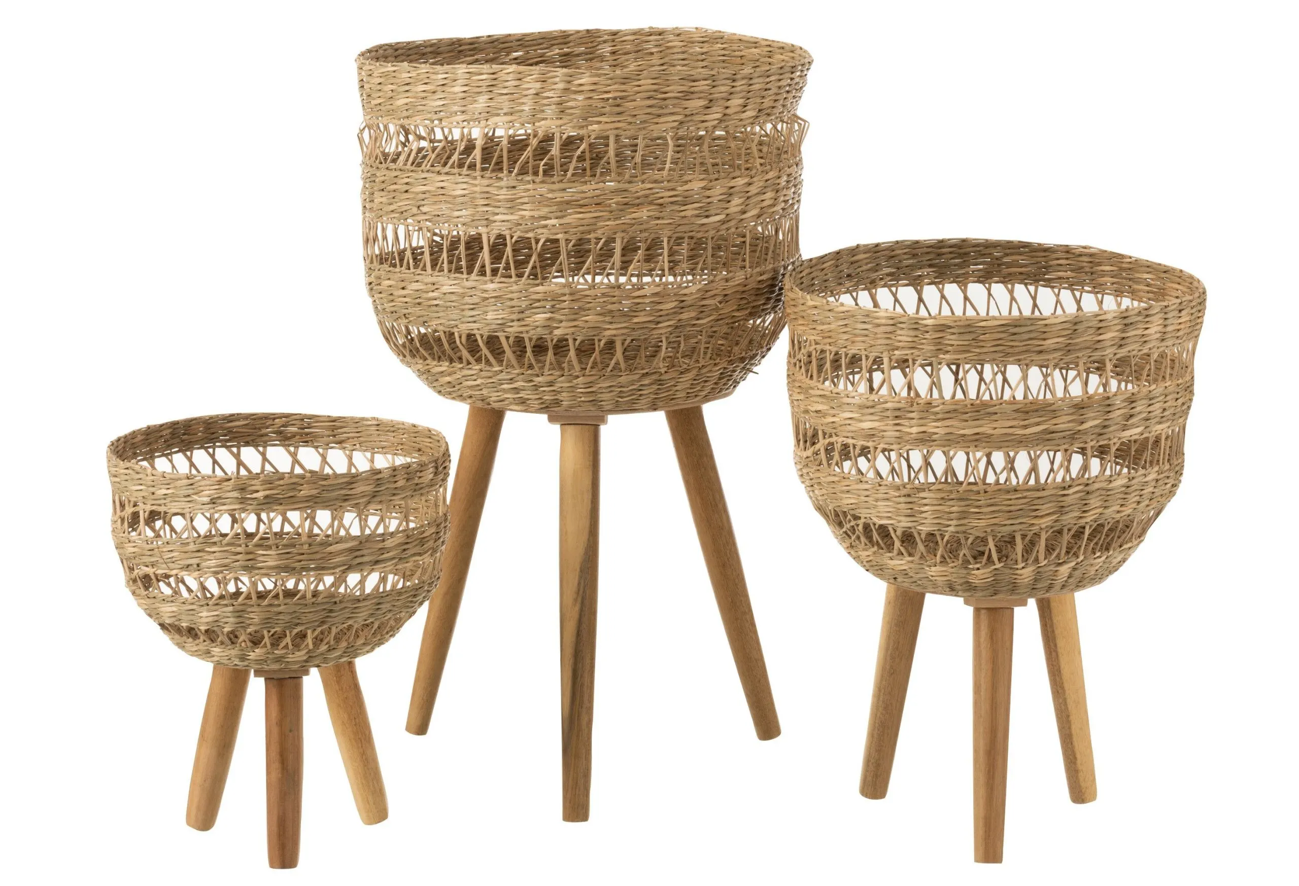 Set de 3 paniers sur trepied zostere naturel