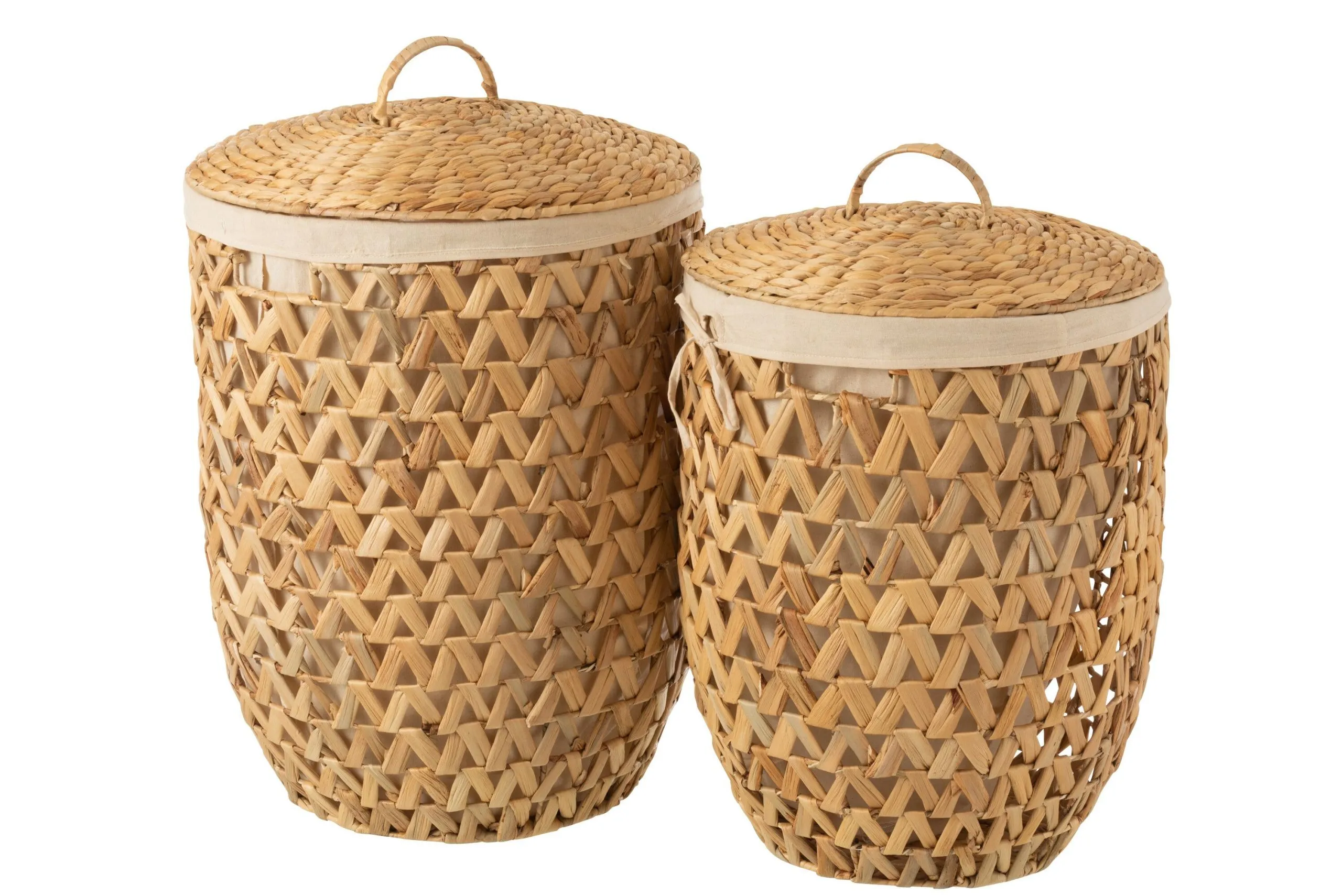 Set de 2 paniers a linge jacinthe d'eau naturel