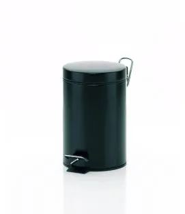 Poubelle à pédale rond noir métal Graphit