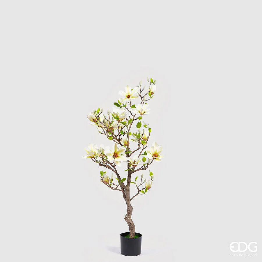 EDG Enzo De Gasperi Magnolia with Vase, Flowers, Bud and Leaves Artifi