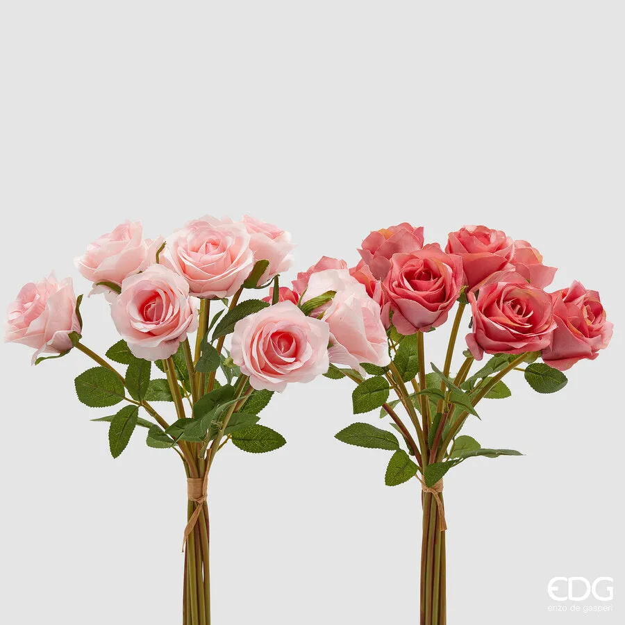 EDG Enzo De Gasperi Pink Bouquet 10 Pcs with Leaves Assorted H 40 Cm P