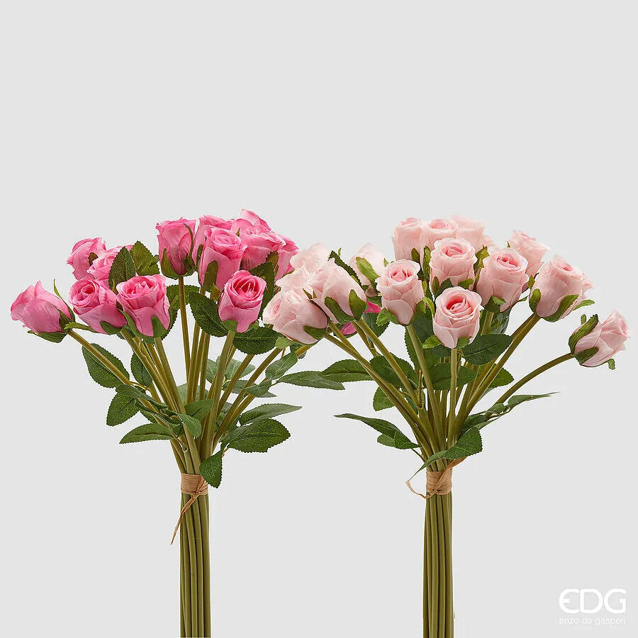 EDG Enzo De Gasperi Pink Bouquet 18 Pcs with Leaves Assorted H 40 Cm P
