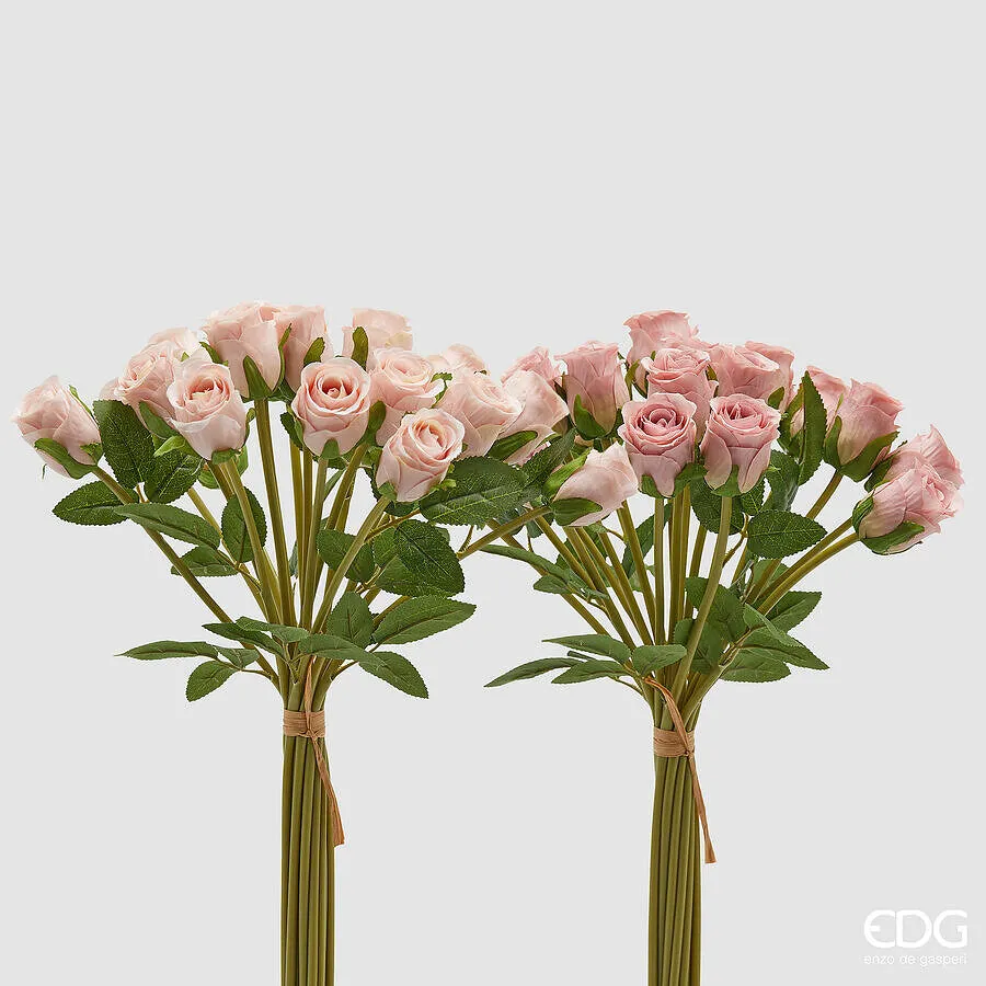 EDG Enzo De Gasperi Pink Bouquet 18 Pcs with Leaves Assorted H 40 Cm M