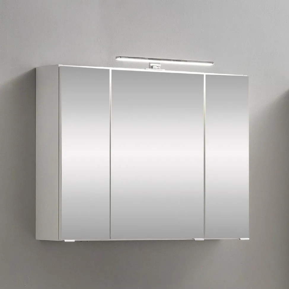 Armoire de toilette Kornel 80cm 3 portes & éclairage LED - blanc