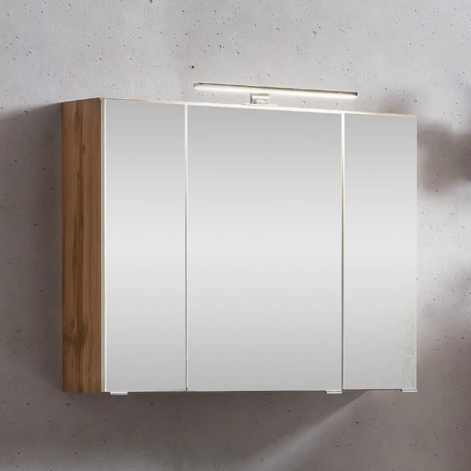 Armoire de toilette Kornel/Luna 80cm 3 portes & éclairage LED - chêne