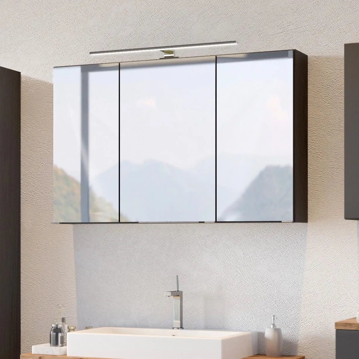 Armoire de toilette Pisca 100cm 3 portes - gris graphite