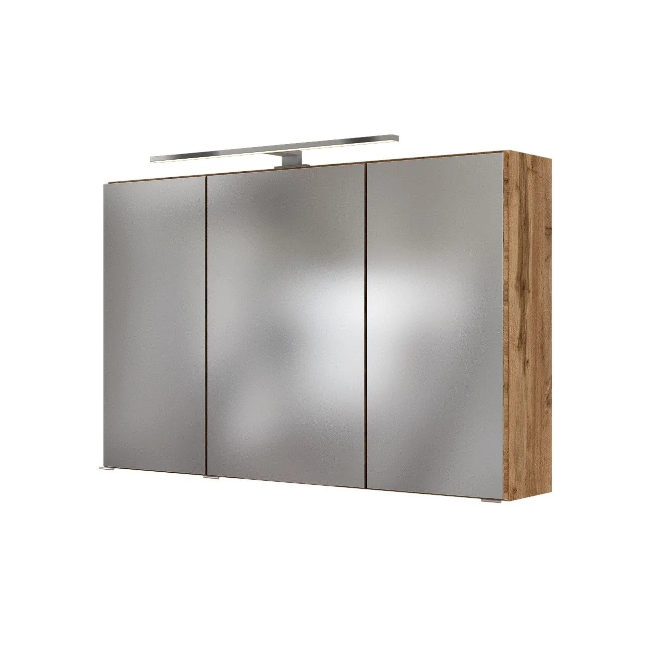Armoire de toilette Luna 100cm avec 3 portes et éclairage LED - chêne