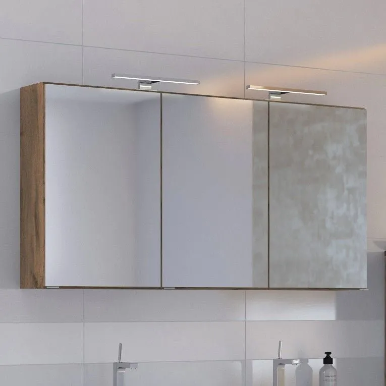 Armoire de toilette Luna avec éclairage 120cm, 3 portes - décor en chêne