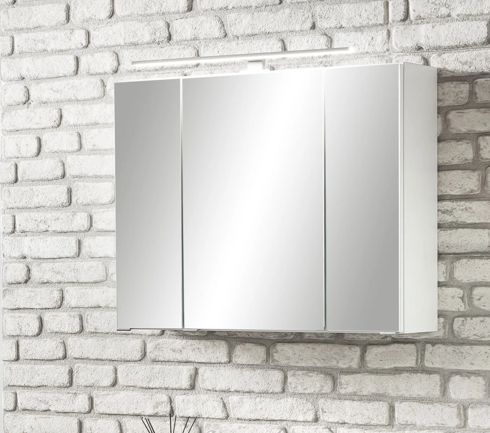 Armoire de toilette Stivan 80cm 3 portes & éclairage LED - blanc