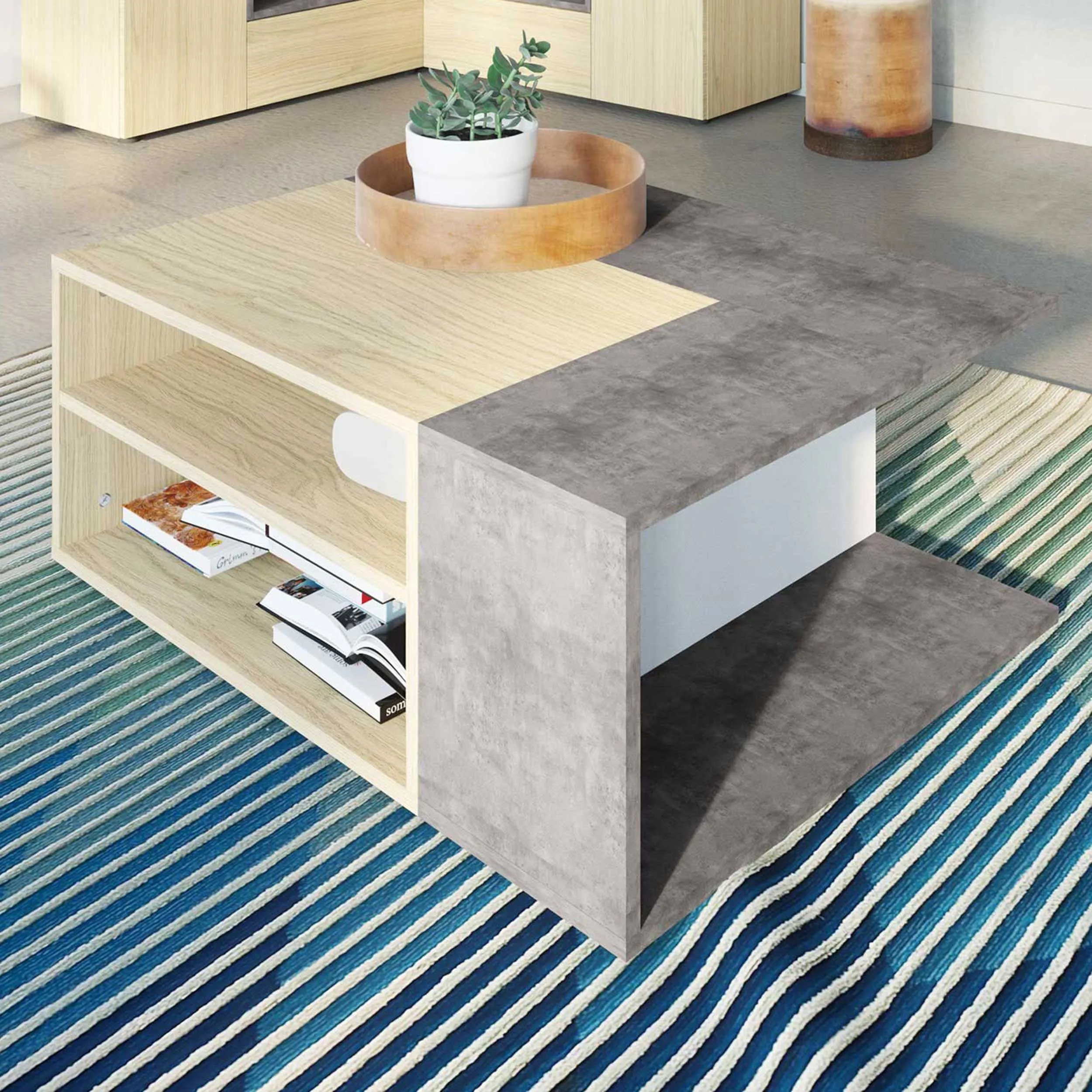 Table basse Cleo - béton/chêne