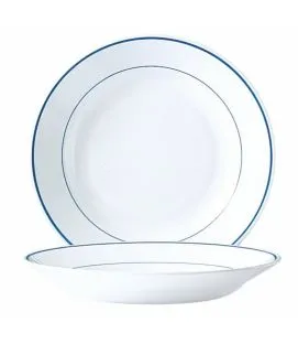 Assiette creuse rond blanc verre opal Ø 22,5 cm Restaurant Filet Bleu Arcoroc