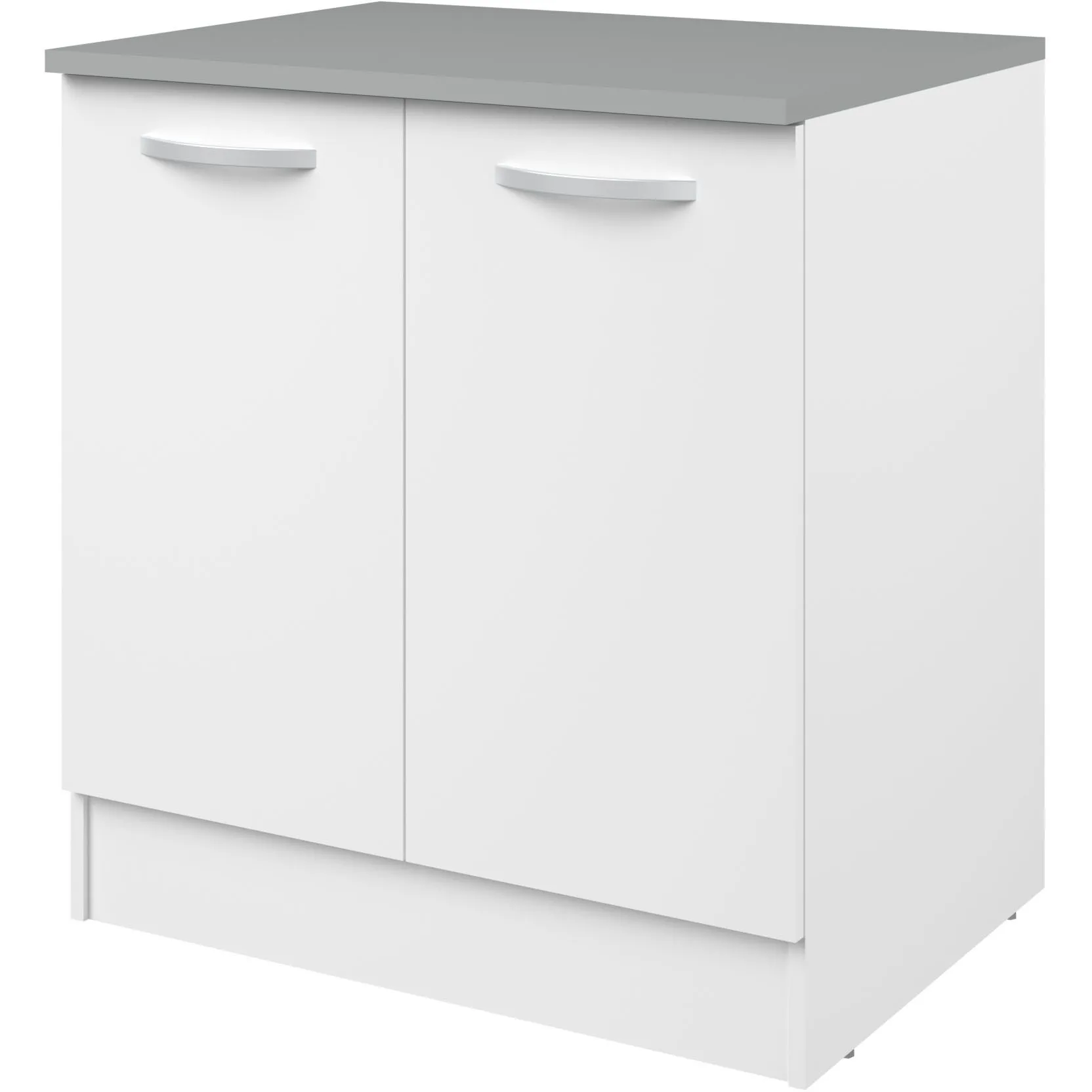 Meuble bas Oke 80 cm pour évier avec 2 portes - blanc