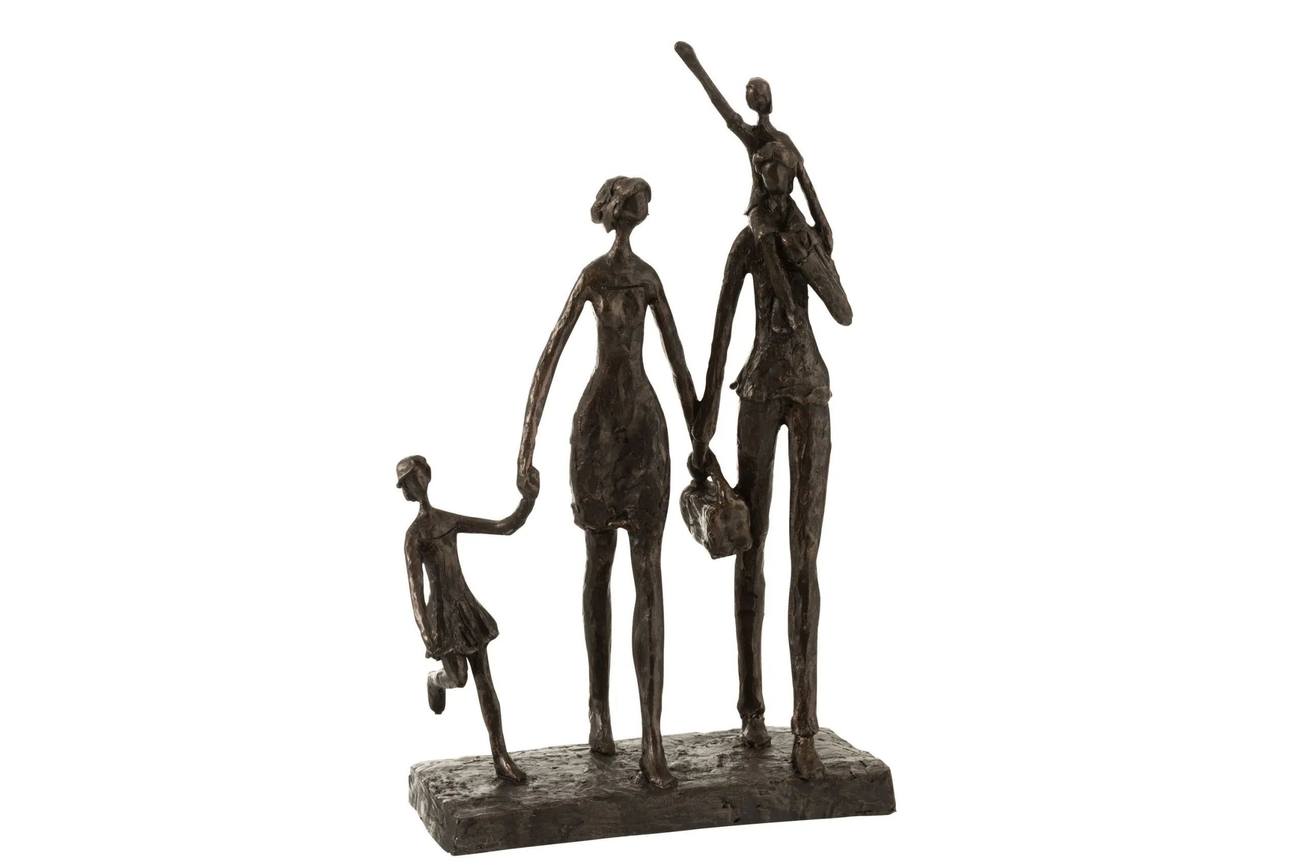 Famille en promenade resine marron fonce