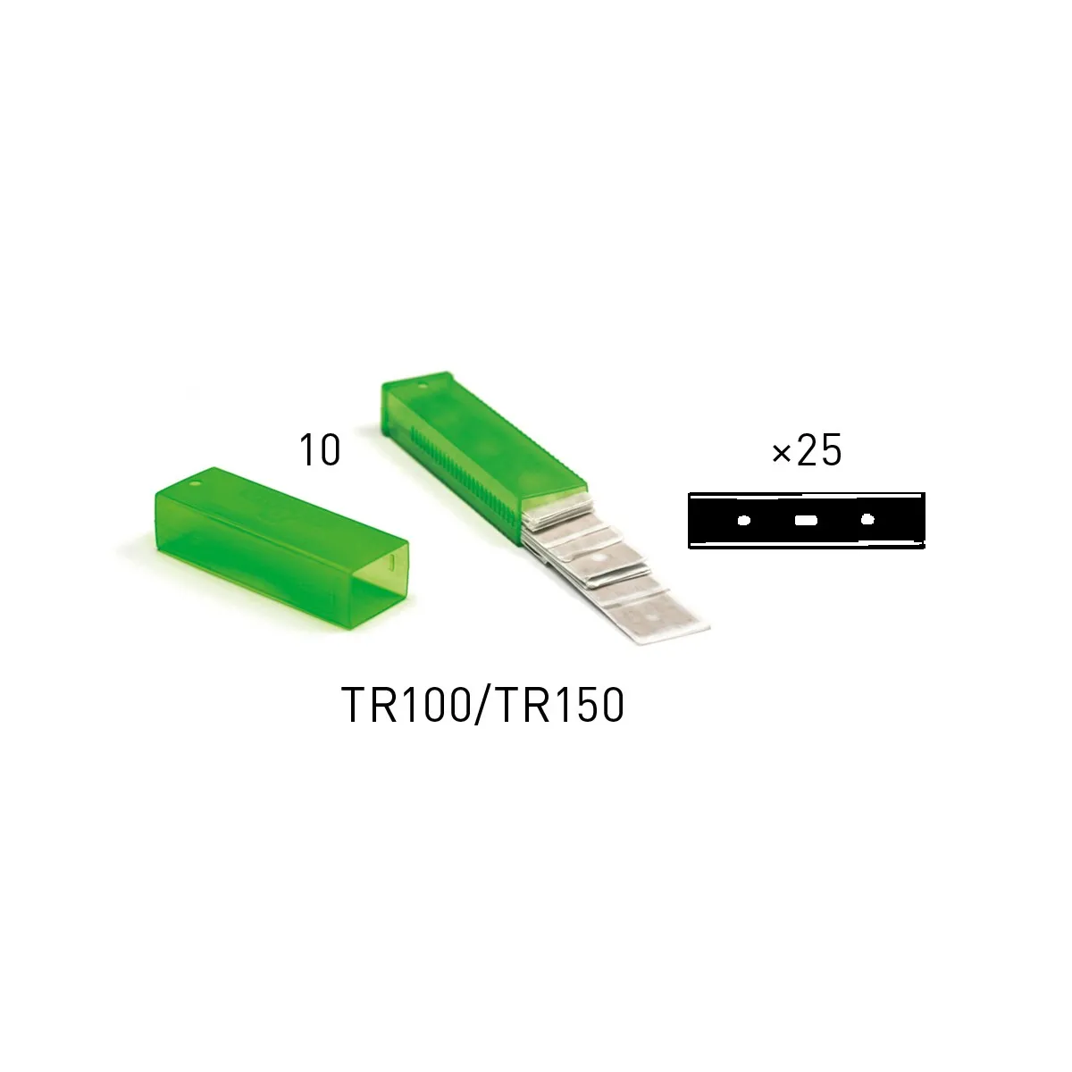 25 LAMES de rechange TRIM 10cm (O,2 mm), étui plastique Unger