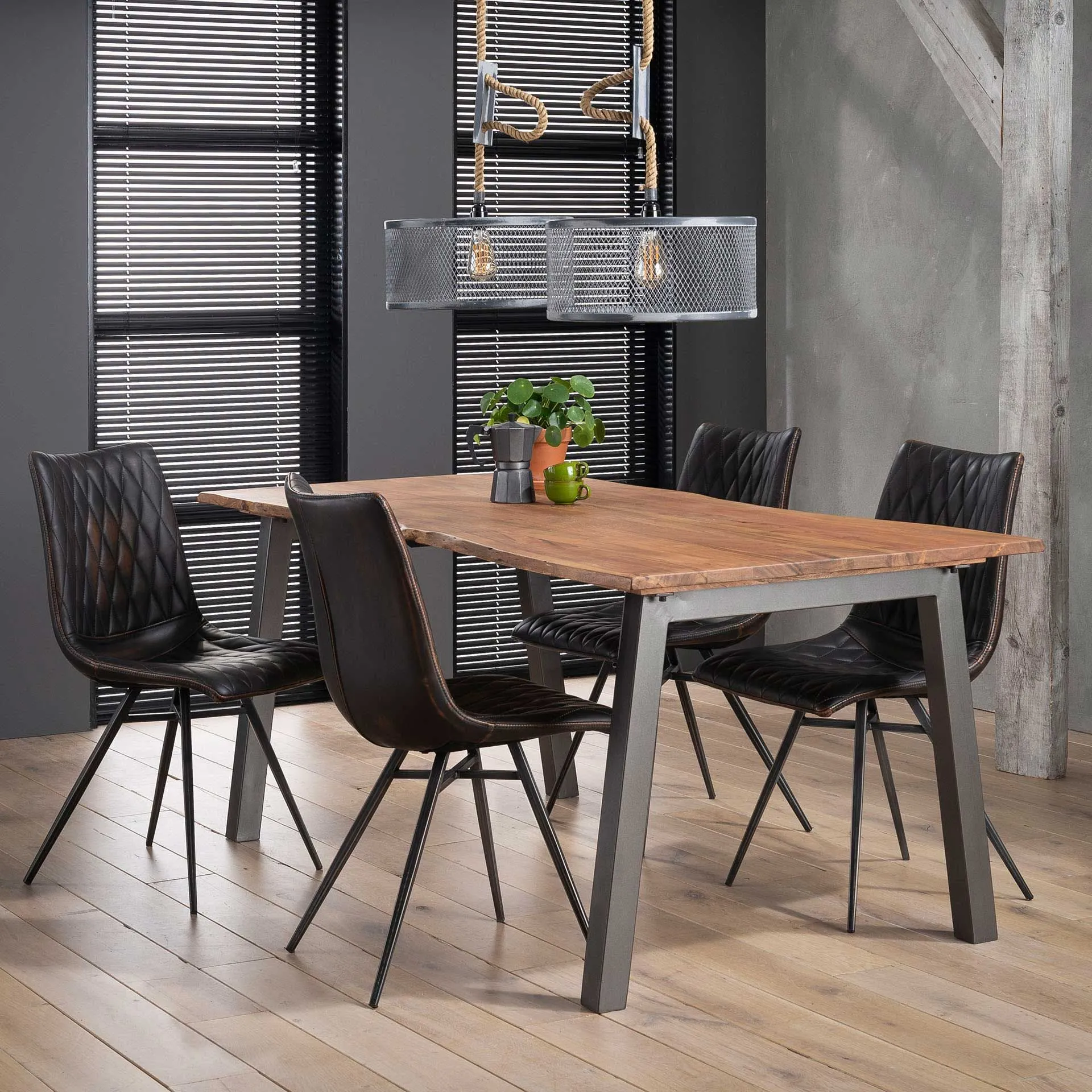 Table à manger Edge 180x76cm - bois d'acacia/gris