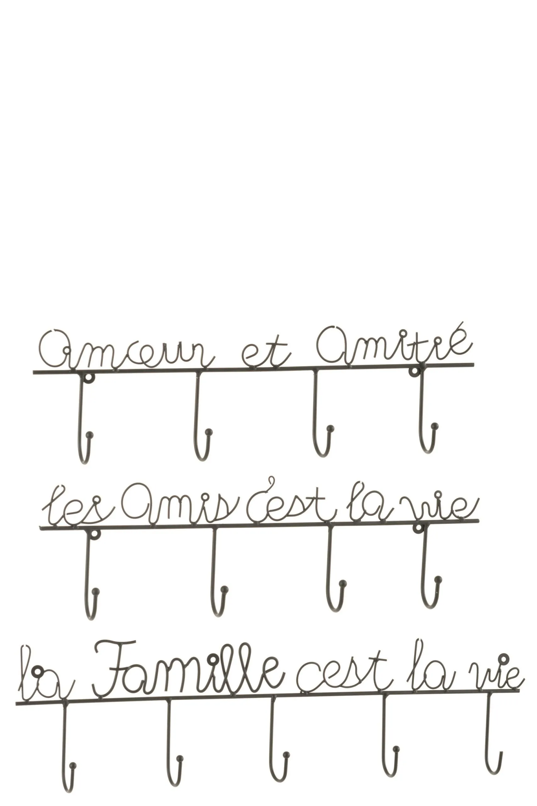 Supsension murale phrase metal noir medium assortiment de 3