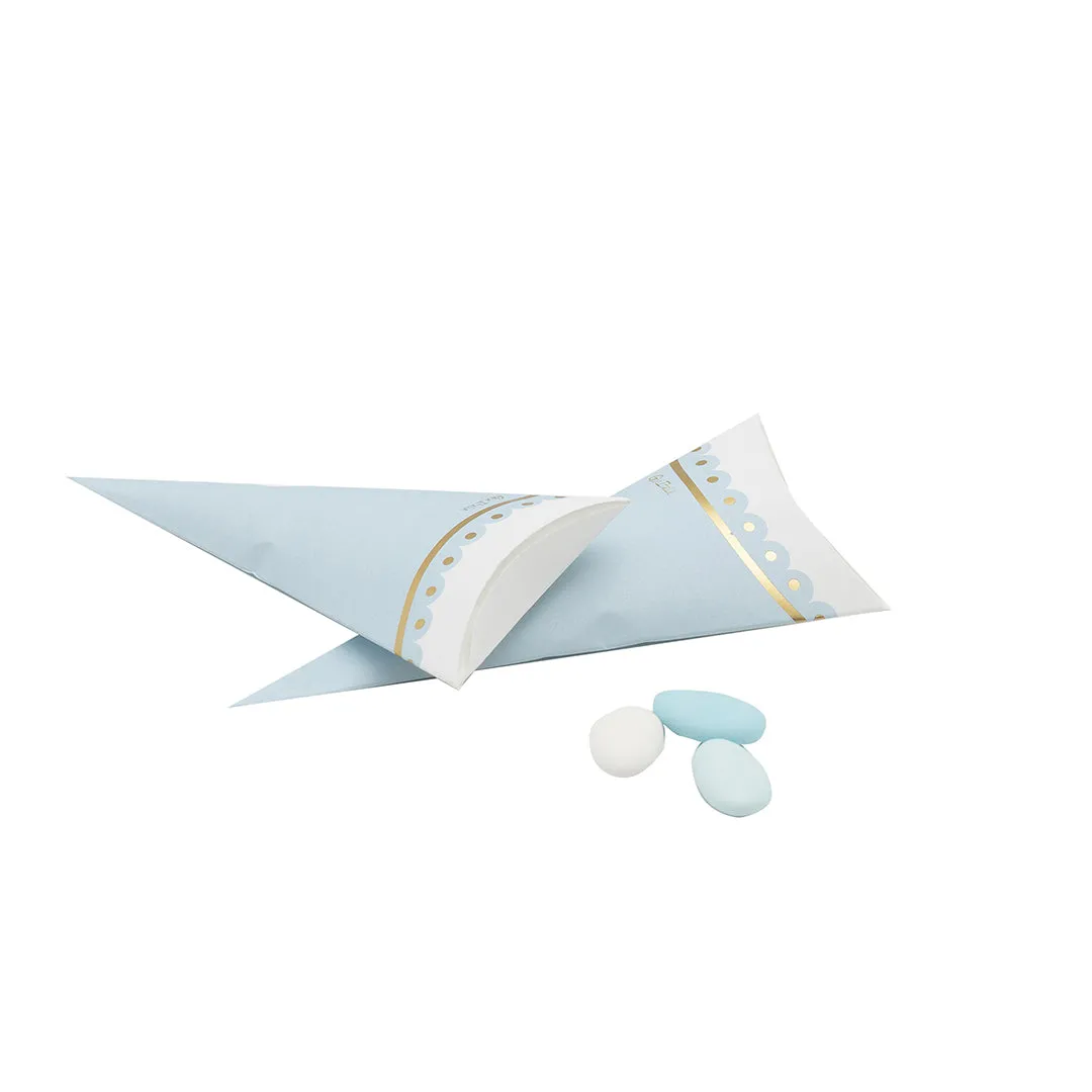 Givi Confetti Holder Cones Paper Print 8 x 17 Cm Blue Gold Cf 10 Pcs