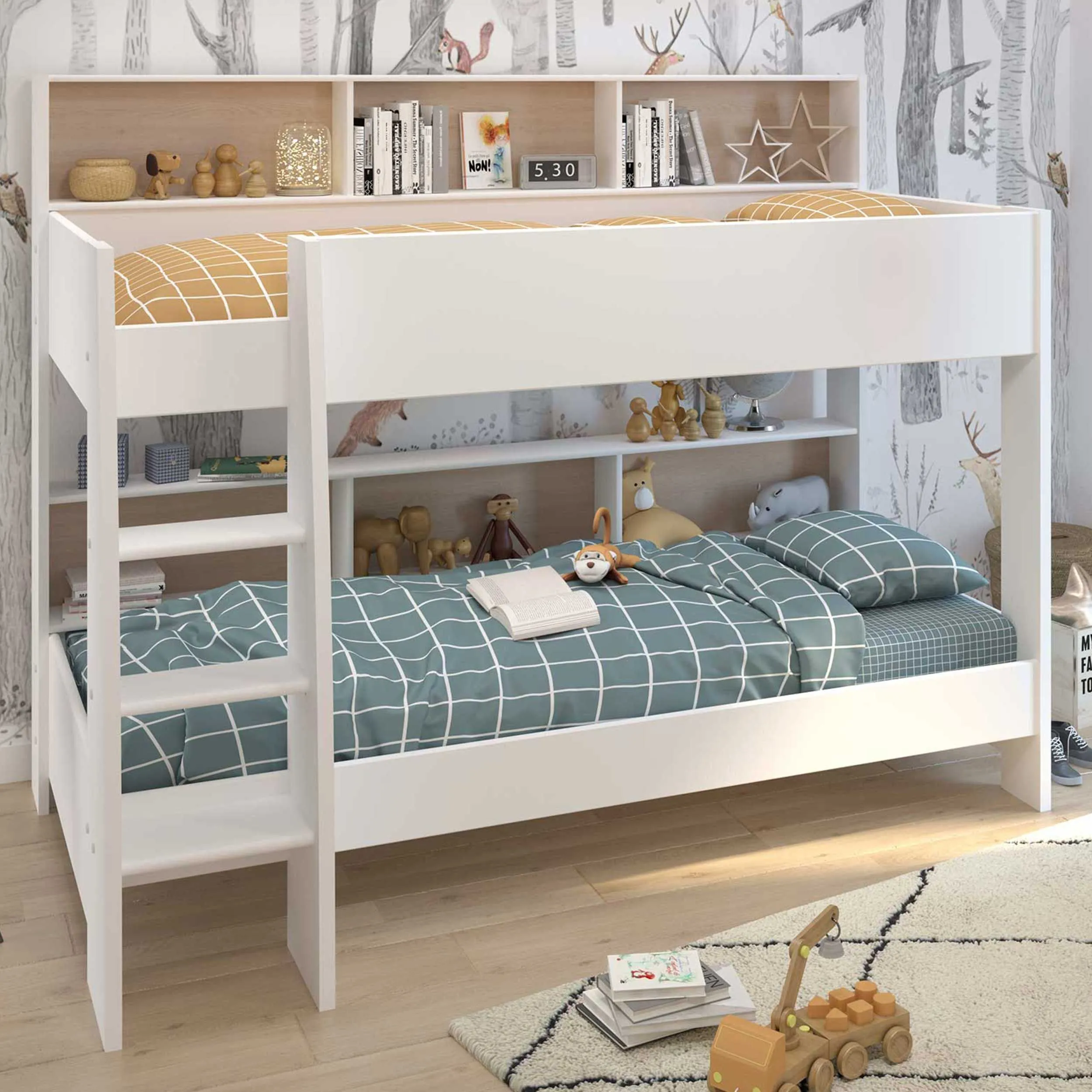 Lit superposé Leon incl. sommiers - chêne