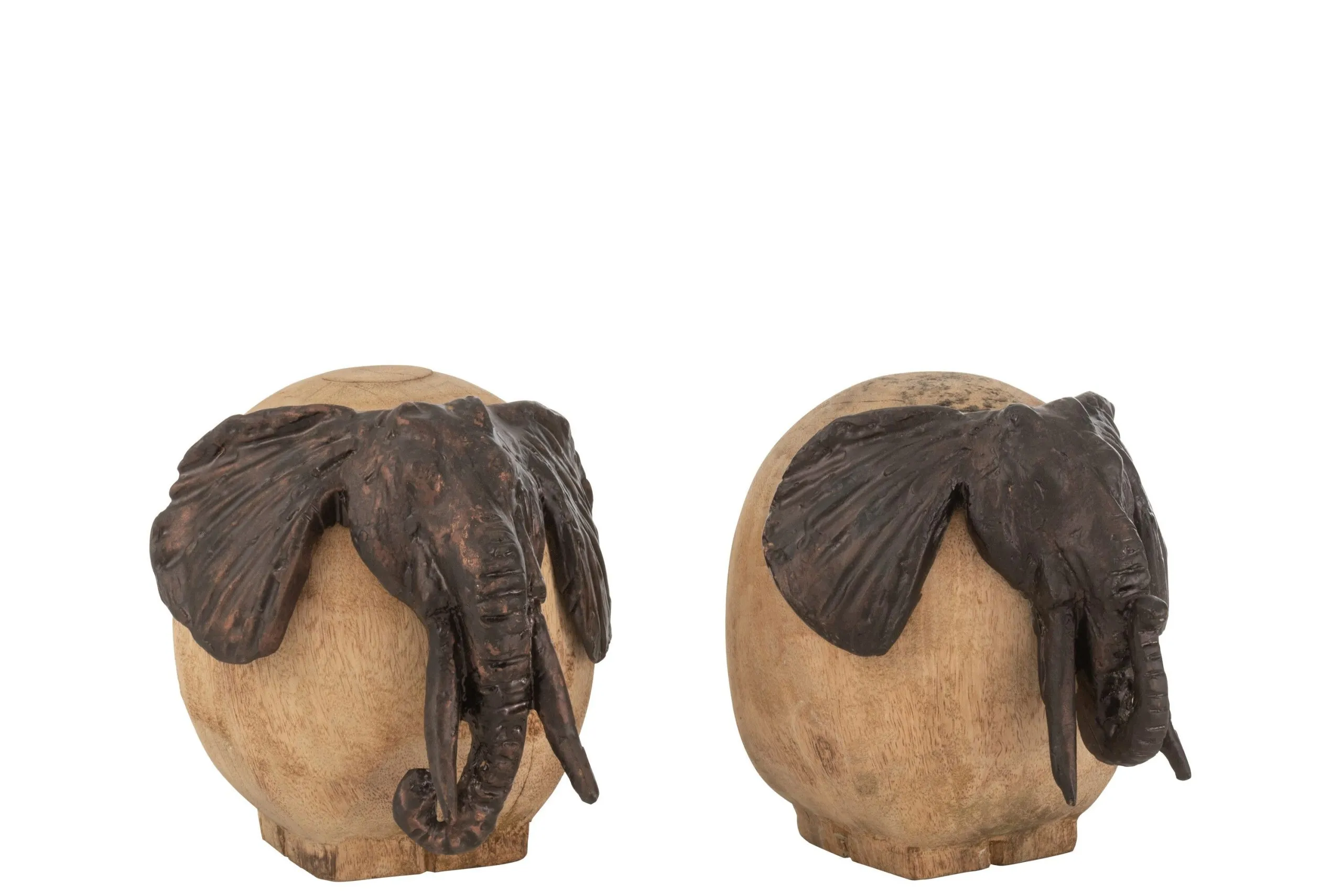 Elephant bois naturel bronze assortment of 2