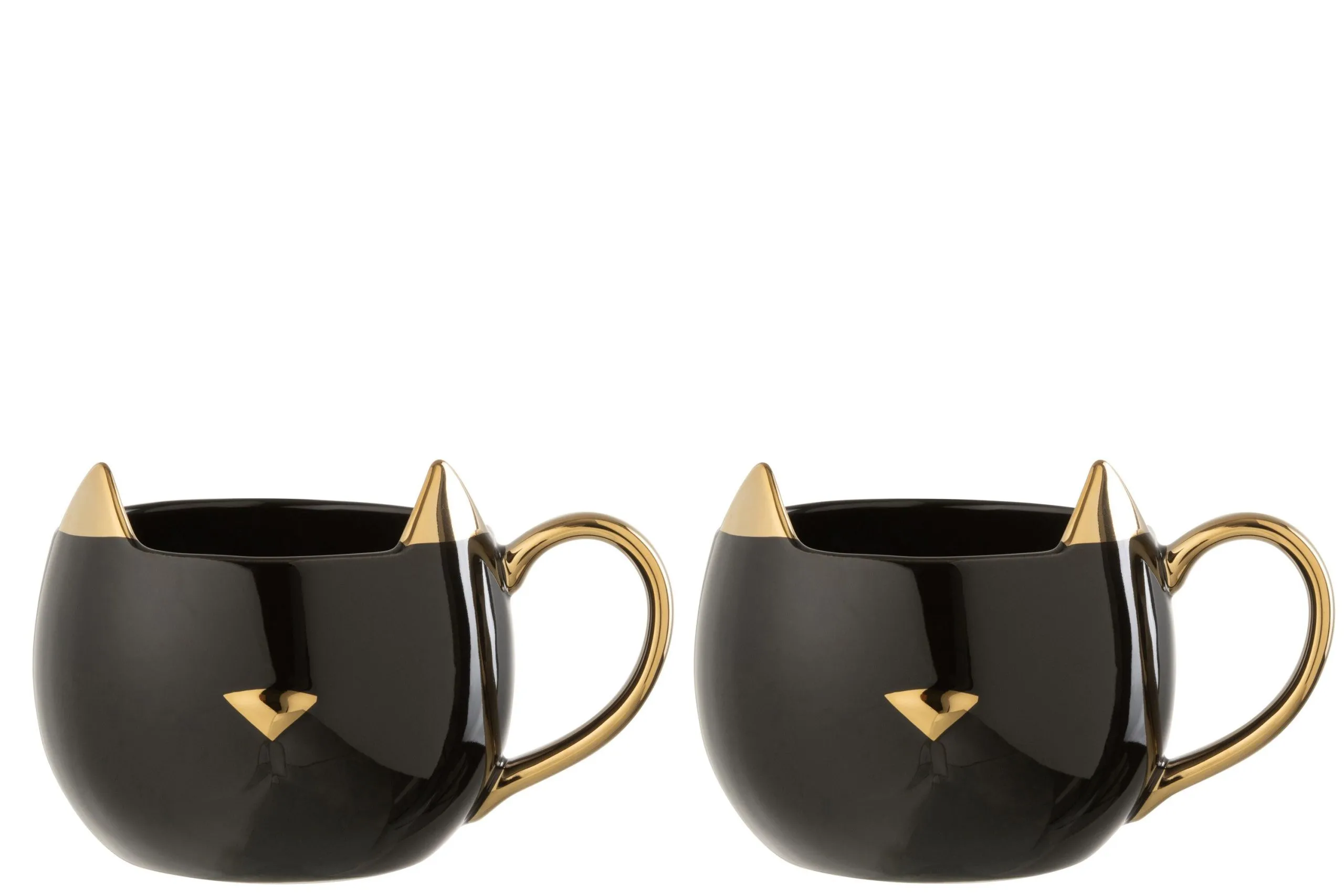 Boite de 2 mug chat porcelain noir/or