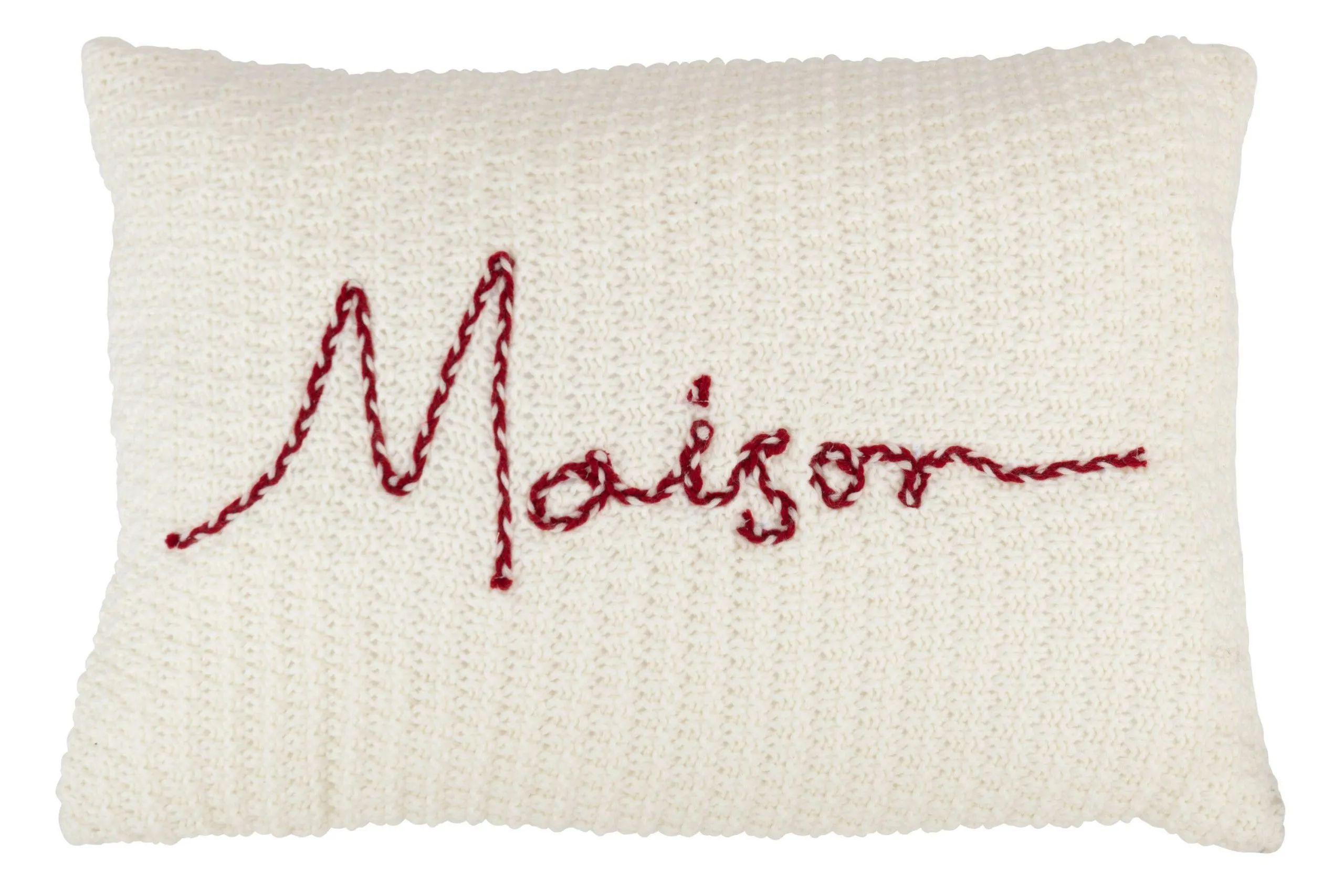 Coussin maison polyester/acryl rouge/blanc