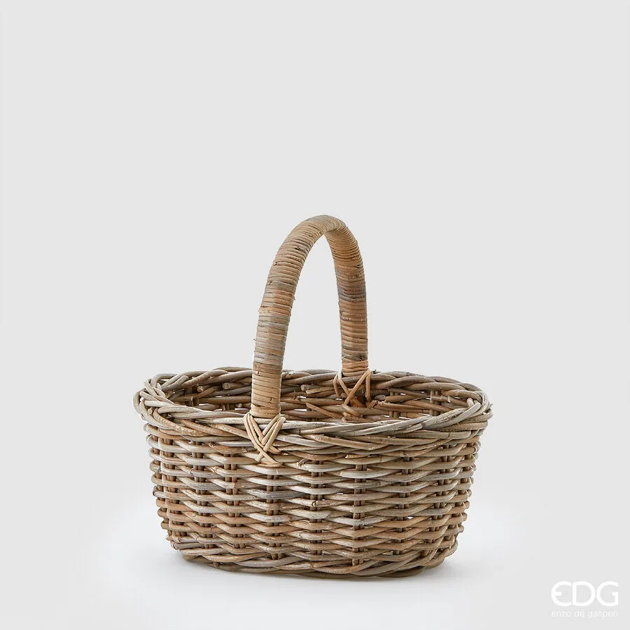 EDG Enzo De Gasperi Oval Rattan Basket with Handle H 20 Cm L 46 Cm L 3