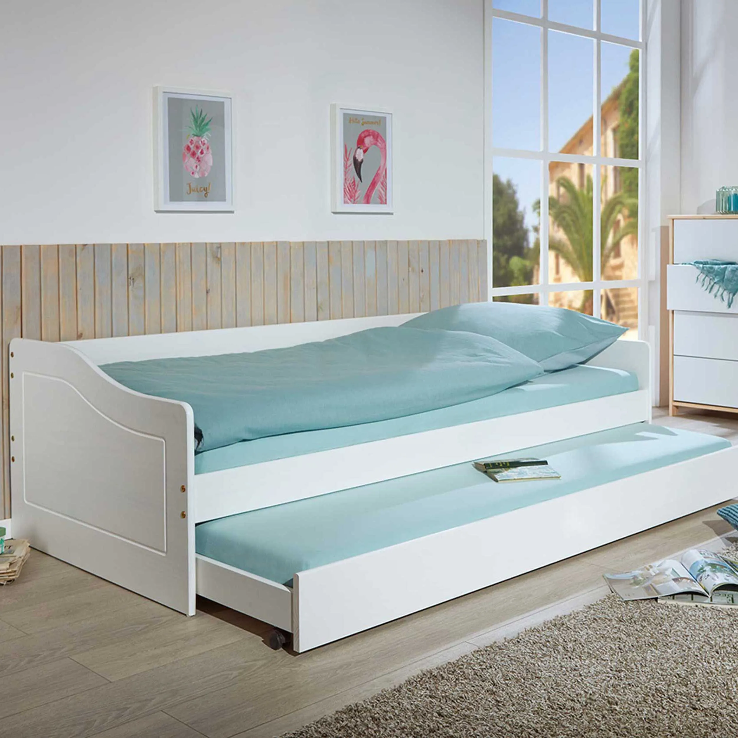 Lit banquette gigogne Malte - blanc