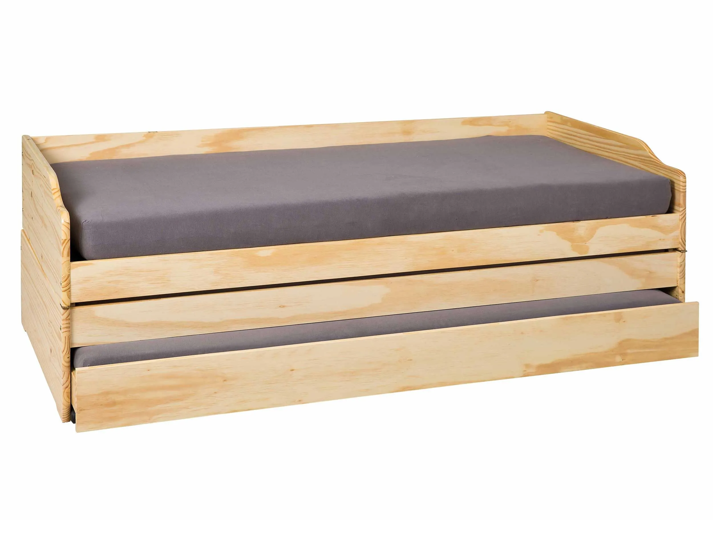 Lit banquette gigogne Lothar 90x200cm 3 couchages - bois de pin