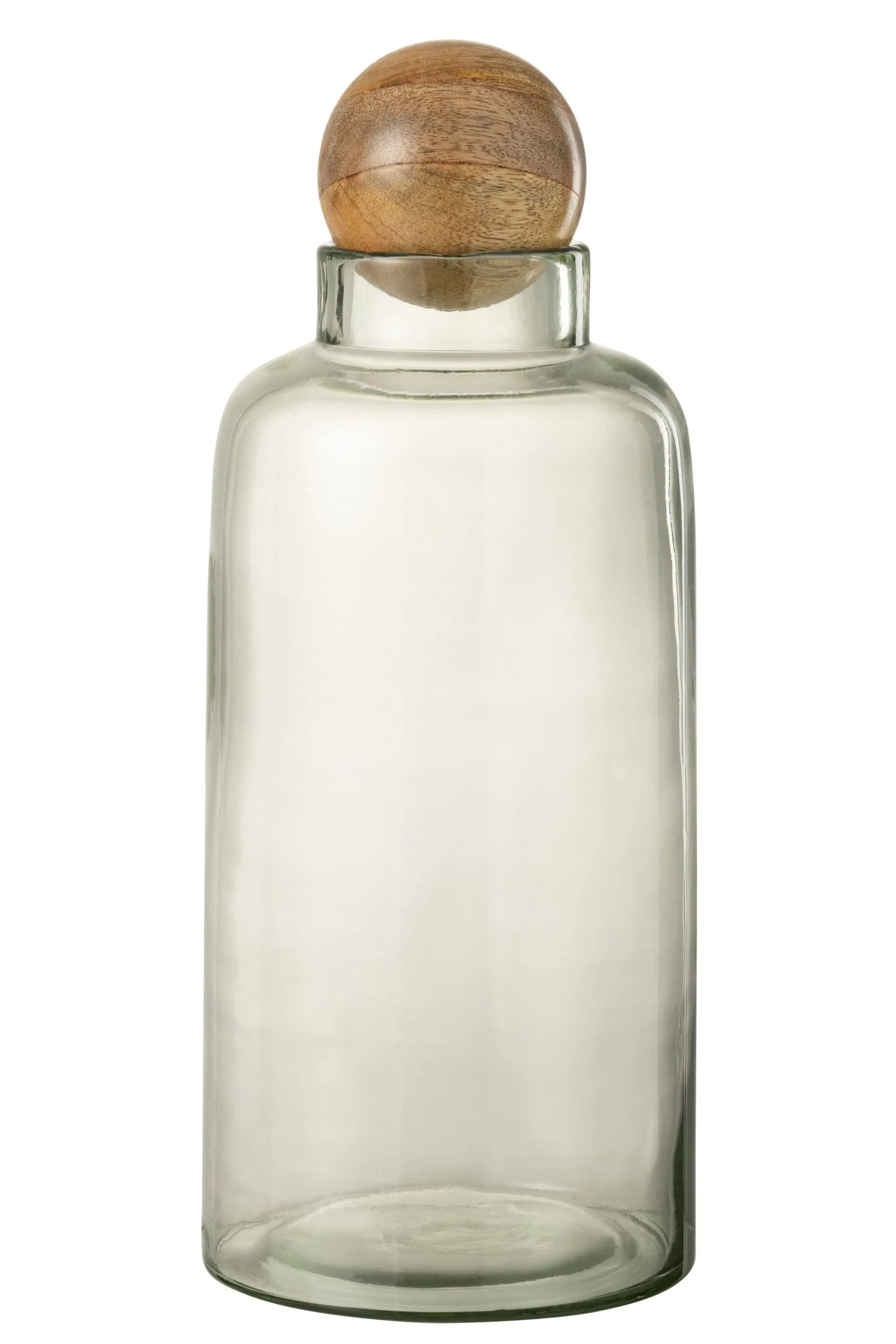 Vase boule bouchon verre/bois transparent