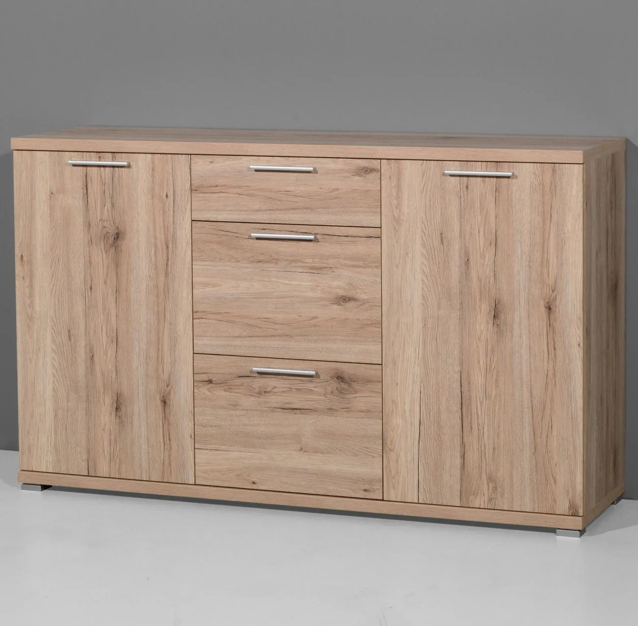 Bahut Tosun 144cm avec 2 portes & 3 tiroirs - chêne