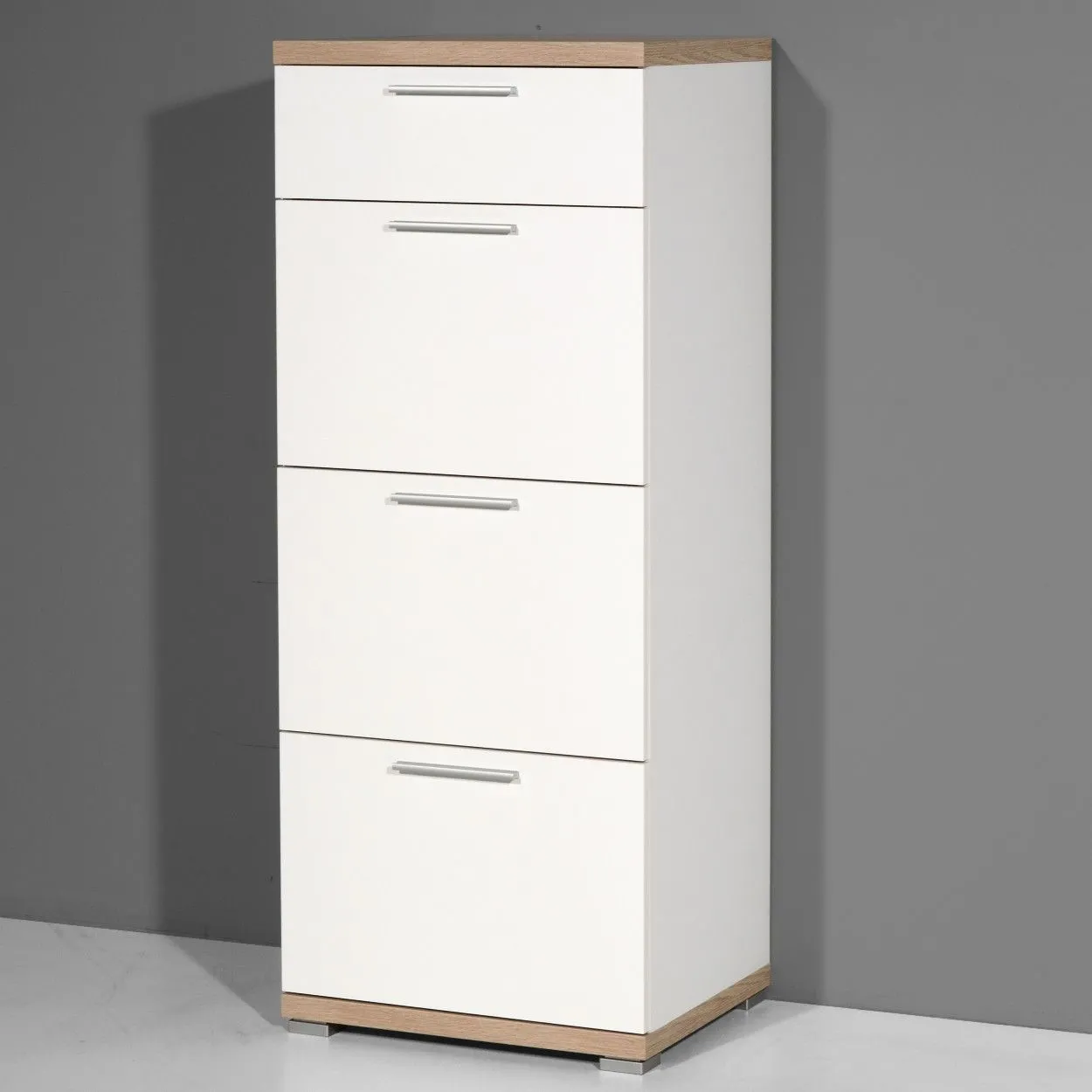 Chiffonnier Tosun 48cm avec 4 tiroirs - blanc/chêne