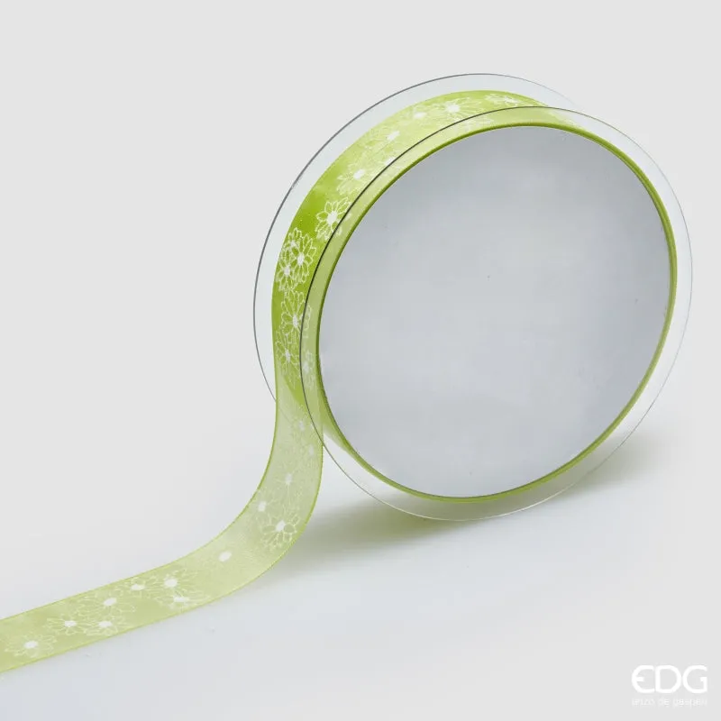 EDG Enzo De Gasperi Ribbon Daisy Motif H 2.5 Cm L 20 Mt Green
