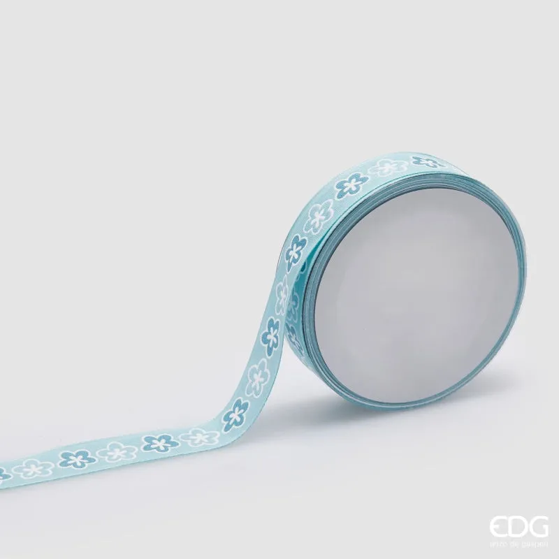 EDG Enzo De Gasperi Ribbon Flower Motif H 2.5 Cm L 20 Mt Light Blue