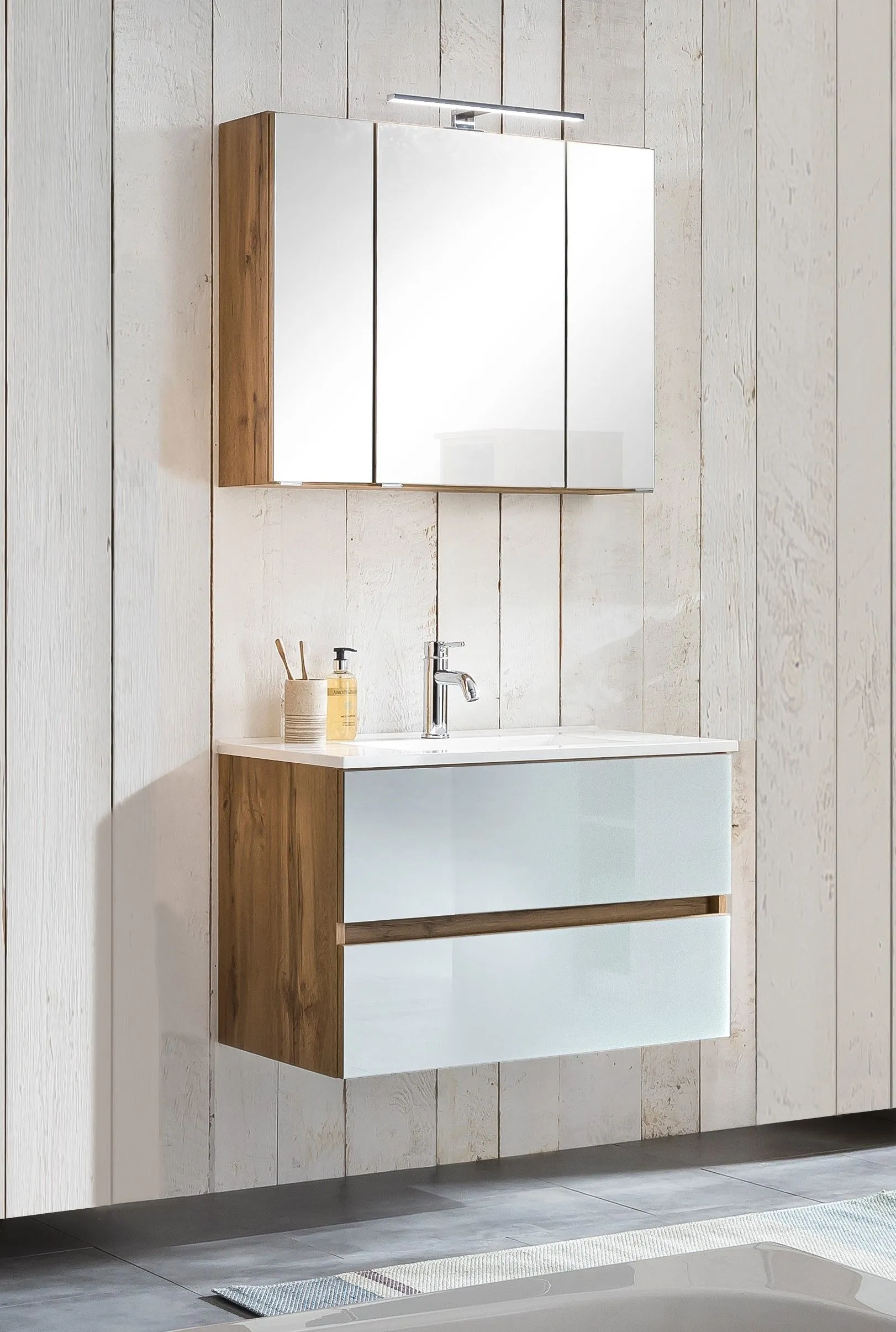 Ensemble salle de bains Helina 1 2 pièces - chêne/blanc