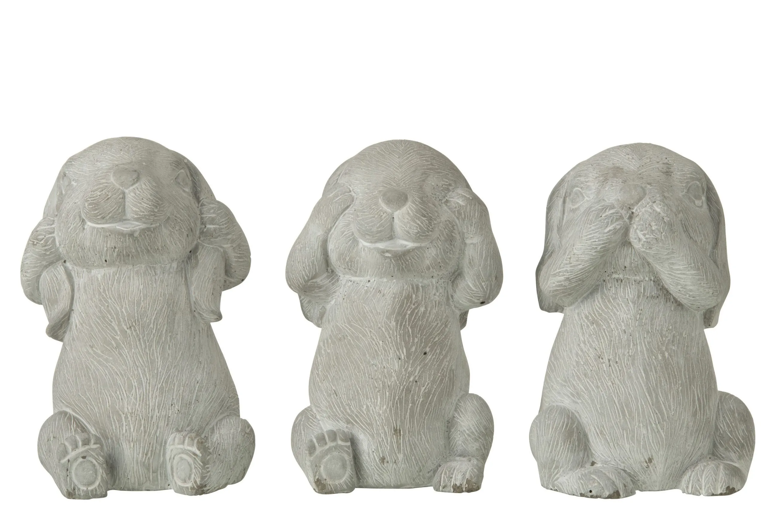 Figurine lapin ciment gris assortiment de 3