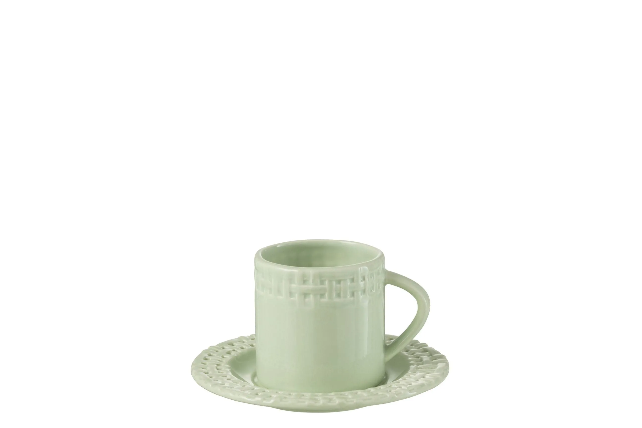 Tasse et sous-tasse ceramique vert