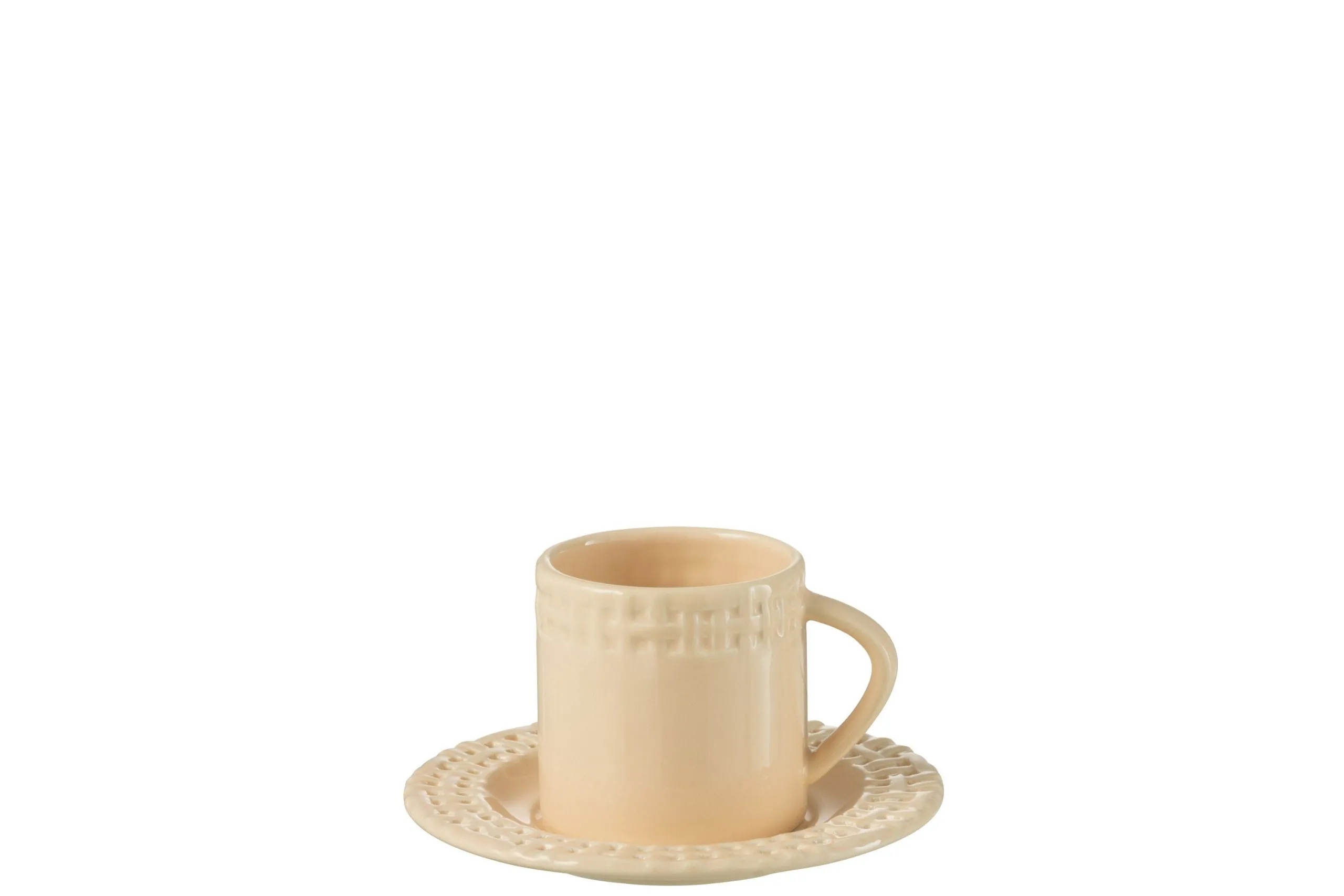 Tasse et sous-tasse ceramique peche