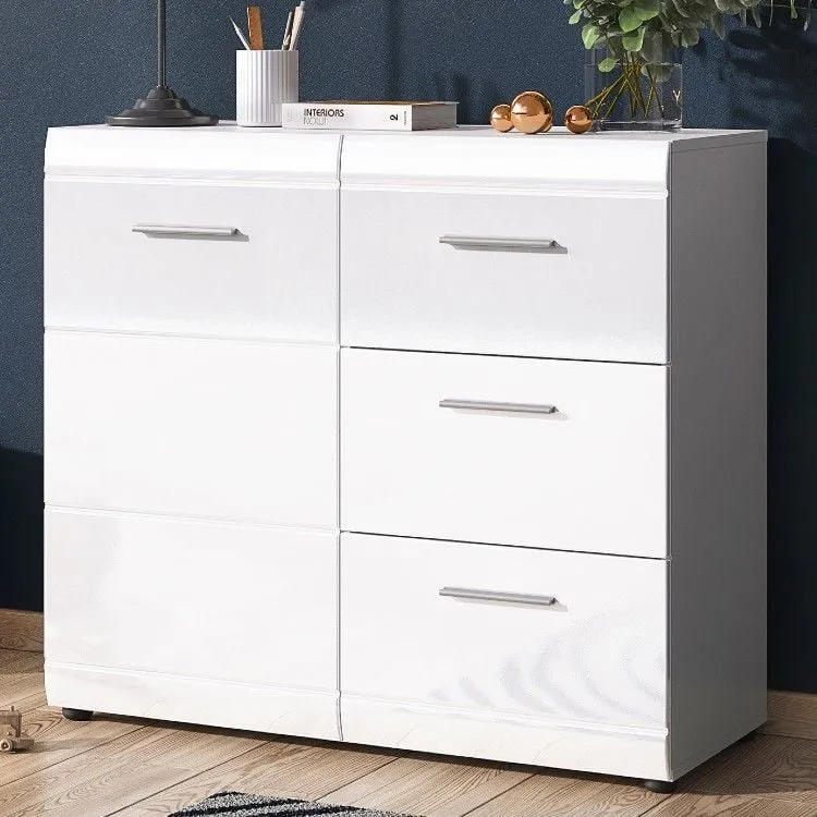 Commode Allan avec 3 tiroirs & 1 porte - blanc